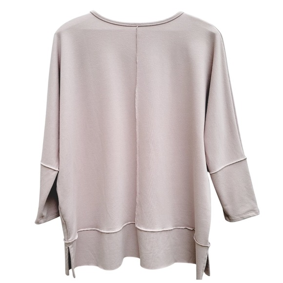 Spanx Perfect Length Sweatshirt Medium Blush Pink‎ Dolman Sleeve Raw Hem Medium - Picture 2 of 6